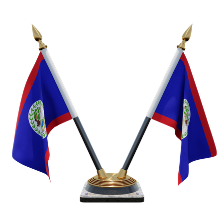 Soporte para bandera de escritorio doble (V) de Belice  3D Icon