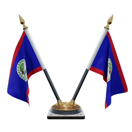 Soporte para bandera de escritorio doble (V) de Belice  3D Icon