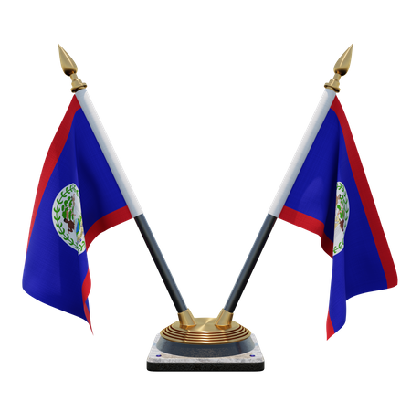 Belize Double (V) Desk Flag Stand  3D Icon
