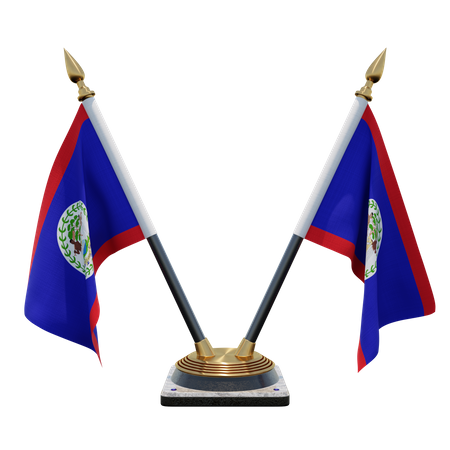 Belize Double Desk Flag Stand 3D Illustration