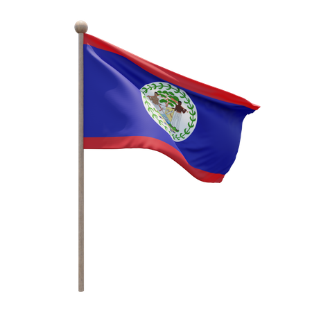 Belize Flag Pole  3D Flag
