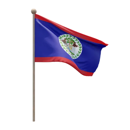 Belize Flagpole  3D Flag