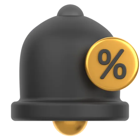 3 D Icon Of A Bell With Discount Sign 3D Icon