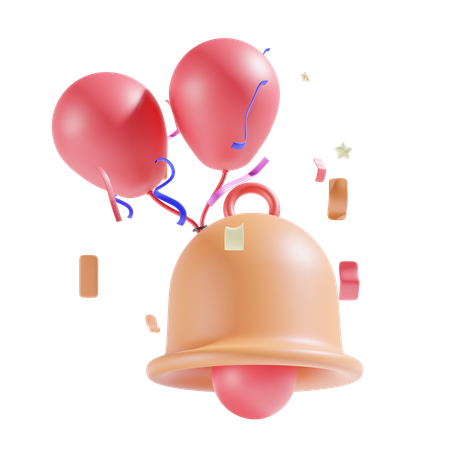 Bell And Balloon  3D Icon