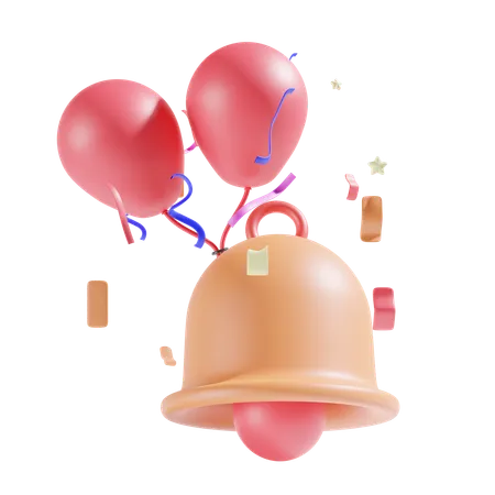 Bell And Balloon  3D Icon