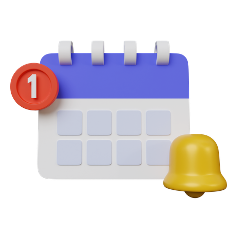 Bell With Calendar  3D Icon