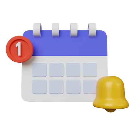 Bell With Calendar  3D Icon