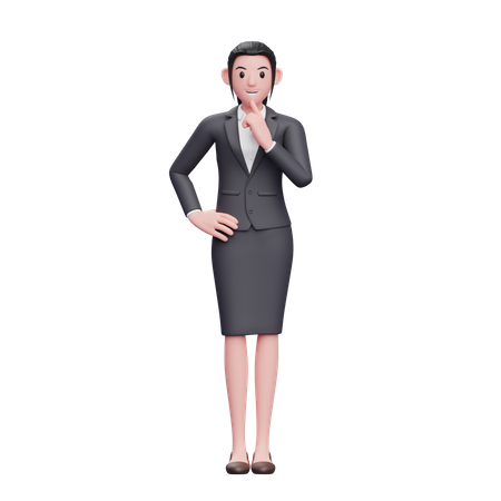 Femme d'affaires pensant à quelque chose  3D Illustration