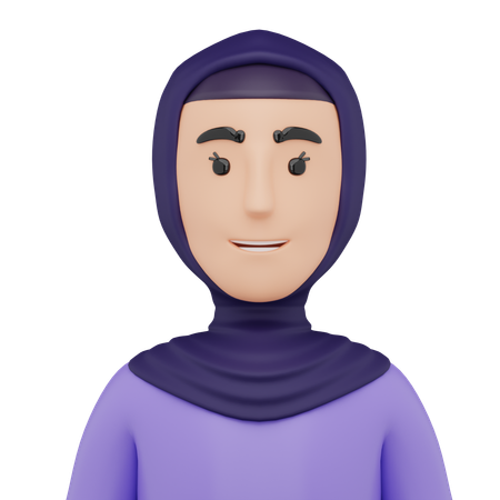 Belle fille avec avatar hijab  3D Icon