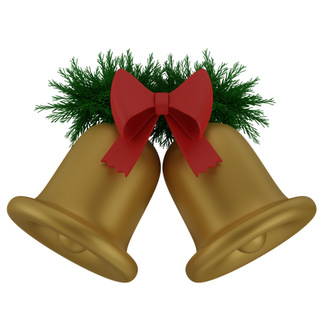 Bells With Christmas Tree Twigs  3D Icon