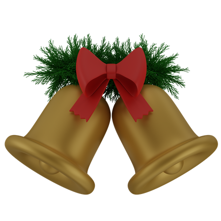Bells With Christmas Tree Twigs 3D Icon