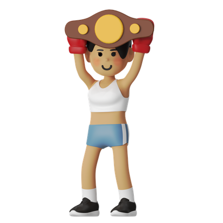 ベルトボクシングガール  3D Illustration