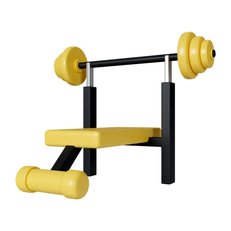 3 D Bench Press Fitness And Health Exercise Equipment Icon Isolated On Yellow Background 3 D Rendering Illustration Clipping Path 3D Icon
