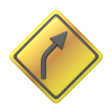Bend In Road Sign  3D Icon