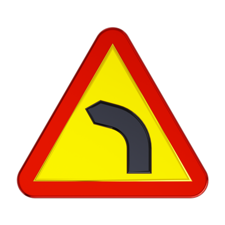 Bend To Left Road Sign  3D Icon