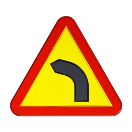 Bend To Left Road Sign  3D Icon