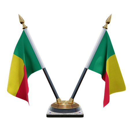 Porte-drapeau à double bureau du Bénin  3D Flag