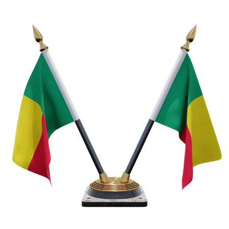 Benin Double Desk Flag Stand 3D Illustration