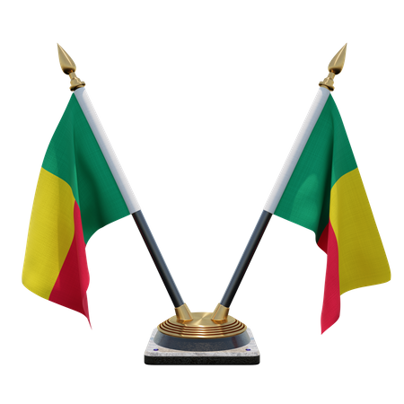 Benin Double (V) Desk Flag Stand  3D Icon