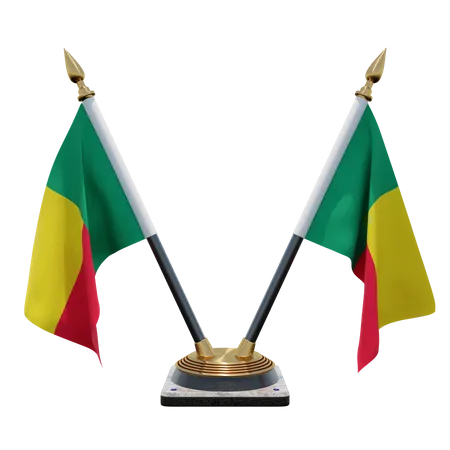 Benin Double (V) Desk Flag Stand  3D Icon