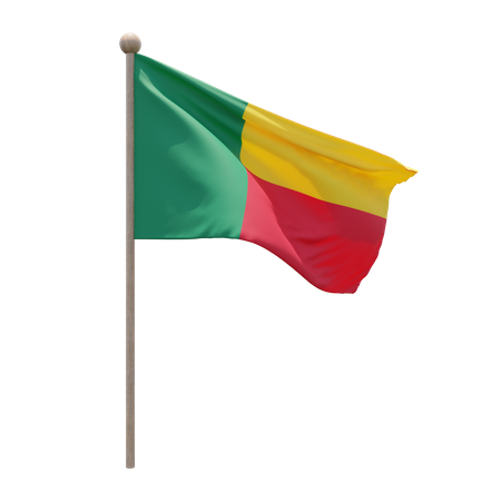 Benin Flag Pole  3D Illustration