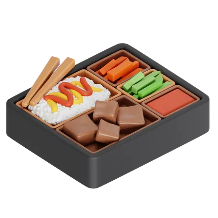 Bento Box Japanese Food 3D Icon