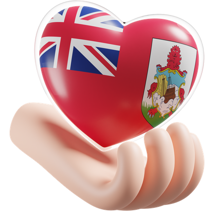 Cuidado de las manos del corazón de la bandera de Bermudas  3D Icon