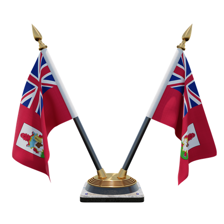Bermuda Double Desk Flag Stand 3D Illustration