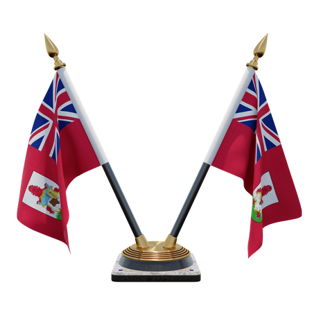 Bermuda Double (V) Desk Flag Stand  3D Icon