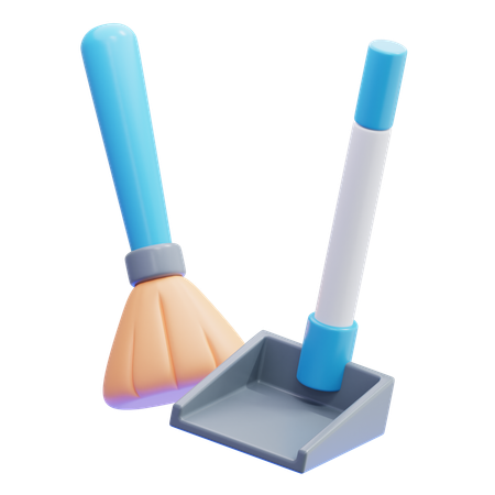 Besen und Kehrschaufel  3D Icon