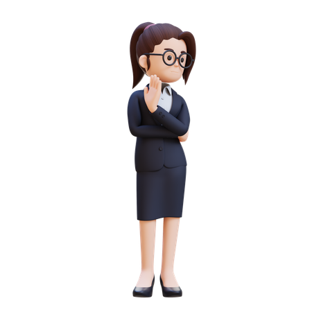 Besorgt Geschäftsfrau zeigt Ablehnung Zeichen  3D Illustration