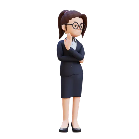 Besorgt Geschäftsfrau zeigt Ablehnung Zeichen  3D Illustration