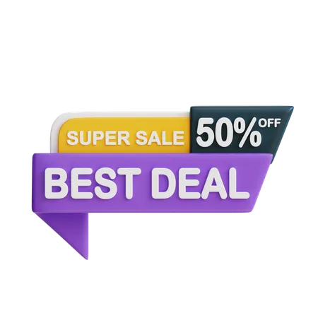 3 D Best Deal 50 Percent 3D Icon