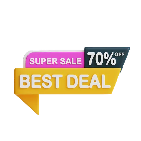 3 D Best Deal 70 Percent 3D Icon