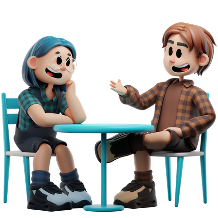 Best Friend Having Fun Conversation Together  3D Illustration