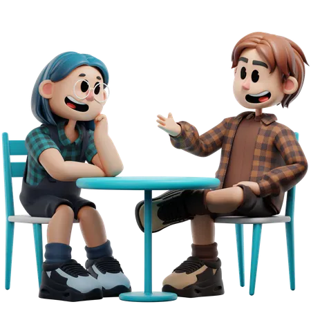 Best Friend Having Fun Conversation Together  3D Illustration