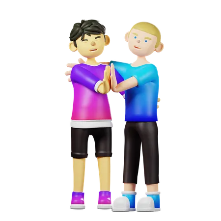 Best Friends Giving Hi Five  3D Illustration