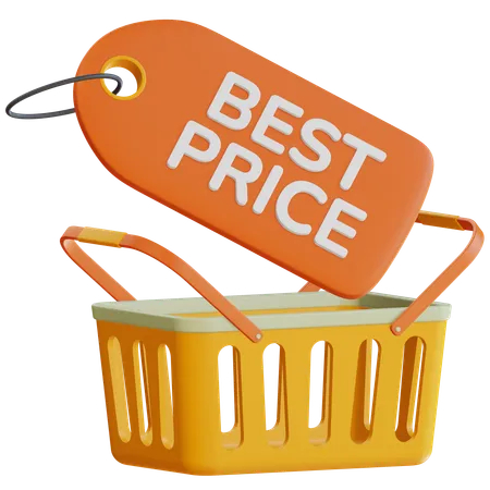 3 D Best Price With Shopping Basket Illustration 3D Icon
