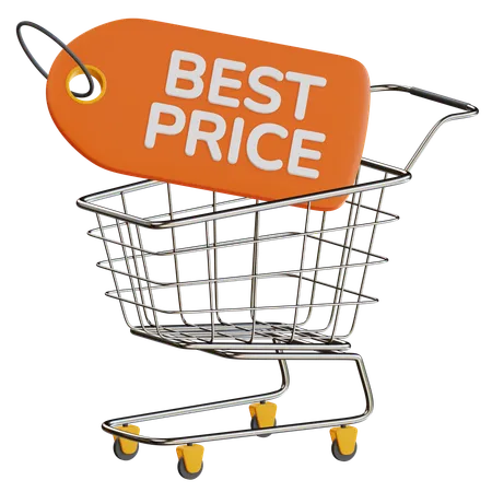 3 D Best Price With Trolley Illustration 3D Icon