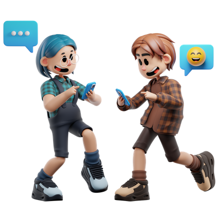 Bester Freund Viel Spaß Mit Dem Smartphone  3D Illustration