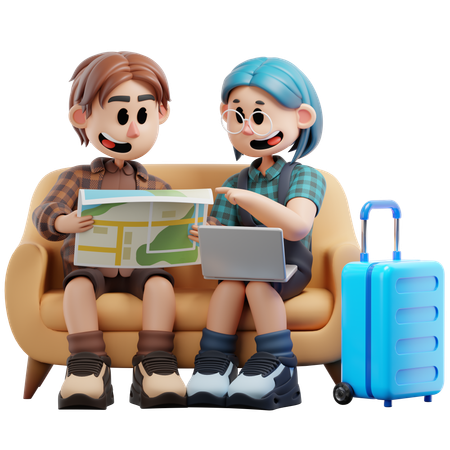 Bester Freund plant Urlaubsreise  3D Illustration