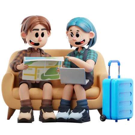 Bester Freund plant Urlaubsreise  3D Illustration