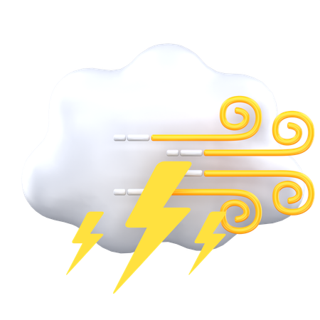 Bewölkt Gewitter mit Wind  3D Icon