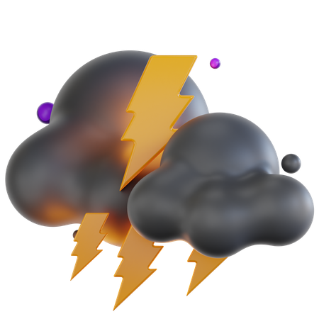 Bewölkt Gewitter  3D Icon