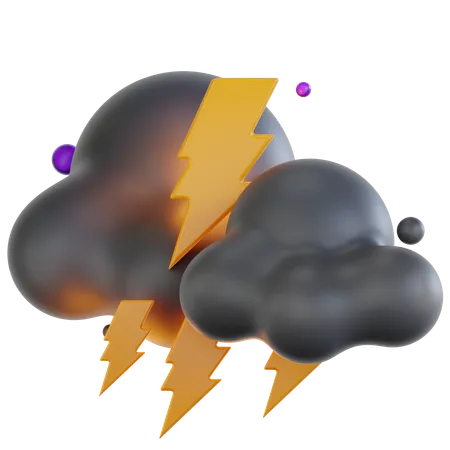 Bewölkt Gewitter  3D Icon