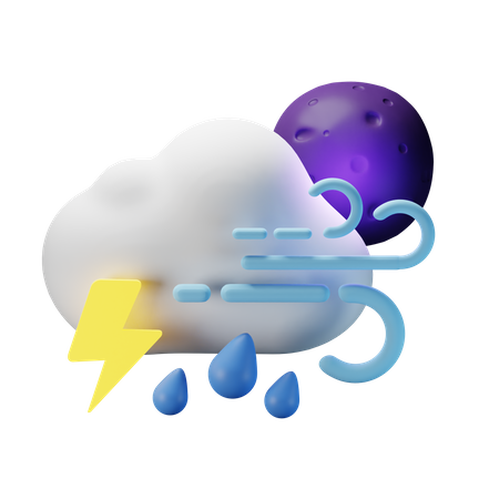 Bewölkt Gewitter starker Regen windig  3D Icon