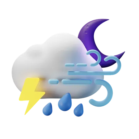 Bewölkt Gewitter starker Regen windig  3D Icon