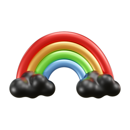 Bewölktes Regenbogenwetter  3D Icon