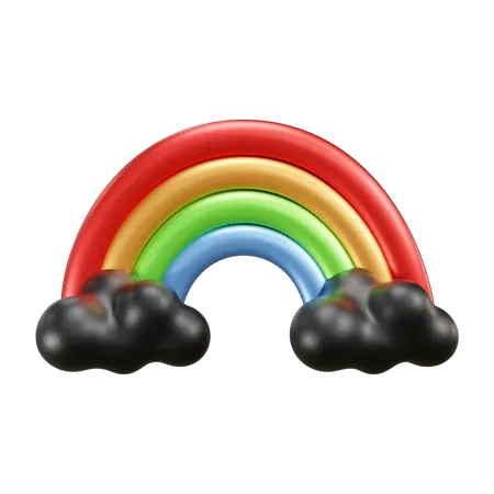 Bewölktes Regenbogenwetter  3D Icon