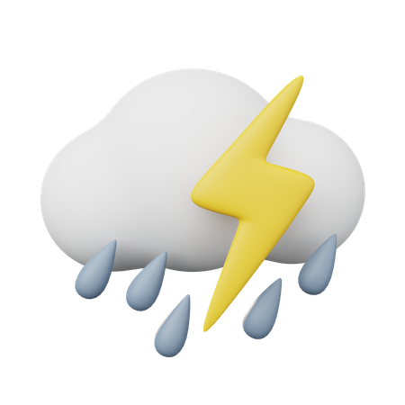 Bewölkt, regnerisch und Gewitter  3D Illustration